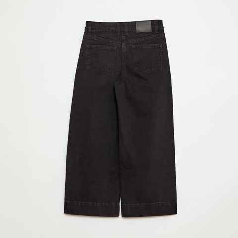 Pantalon denim wide effet plissé