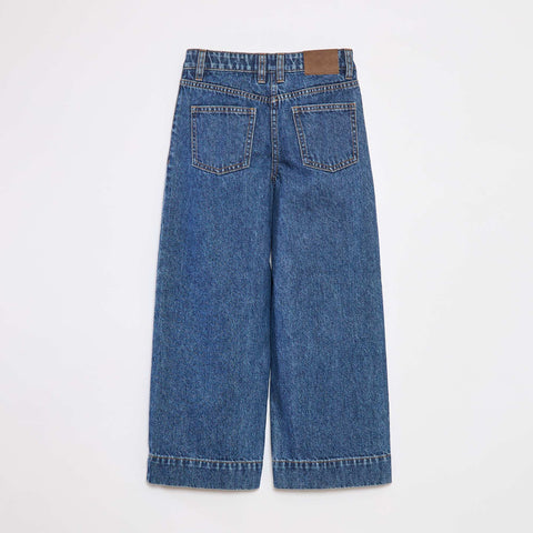 Pantalon denim wide effet plissé