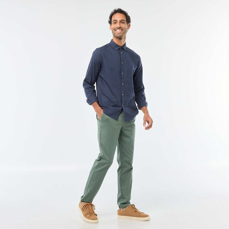 Chemise en lin mélangé unie