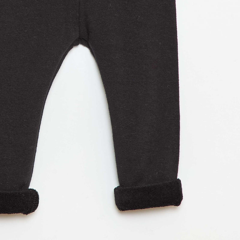 Legging tricot gratté en coton uni