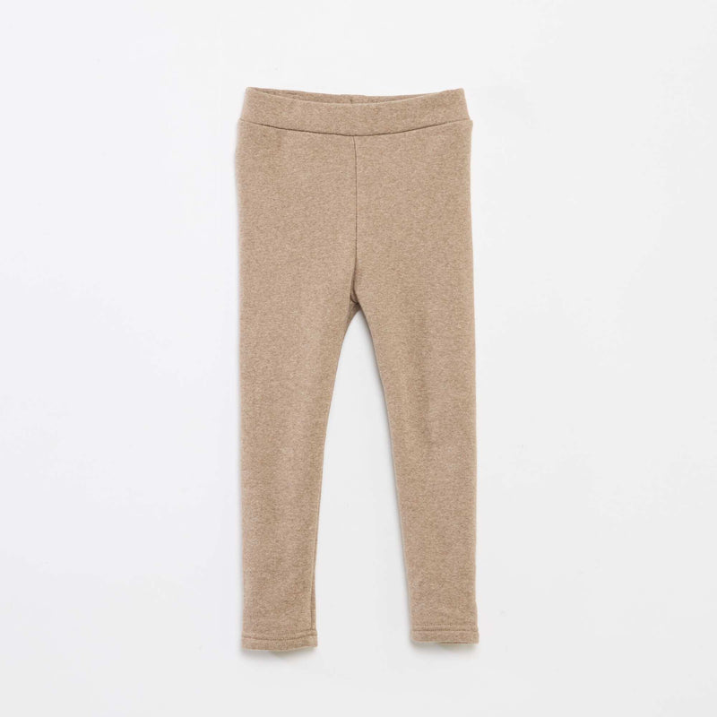 Legging tricot gratté en coton uni
