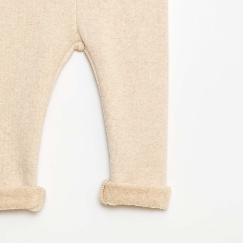 Legging tricot gratté en coton uni