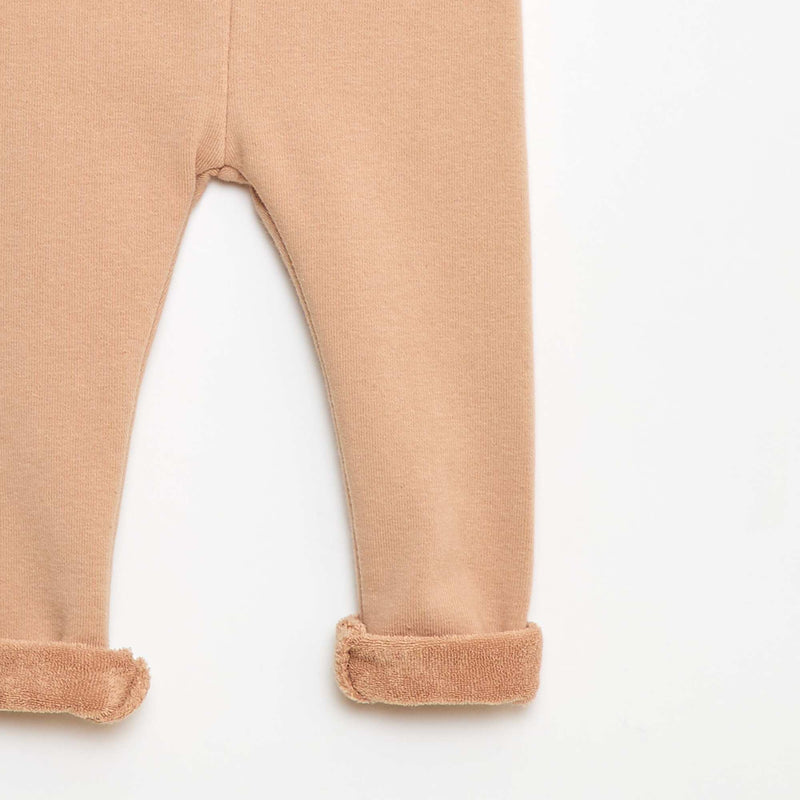 Legging tricot gratté en coton uni