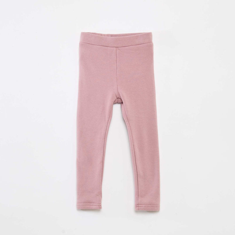 Legging tricot gratté en coton uni