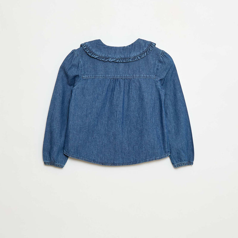 Blouse en denim avec col claudine