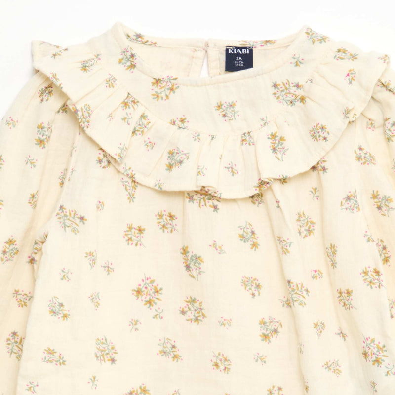 Blouse manche longue en gaze de coton