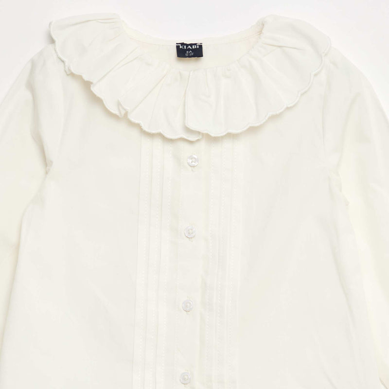 Blouse à collerette en popeline