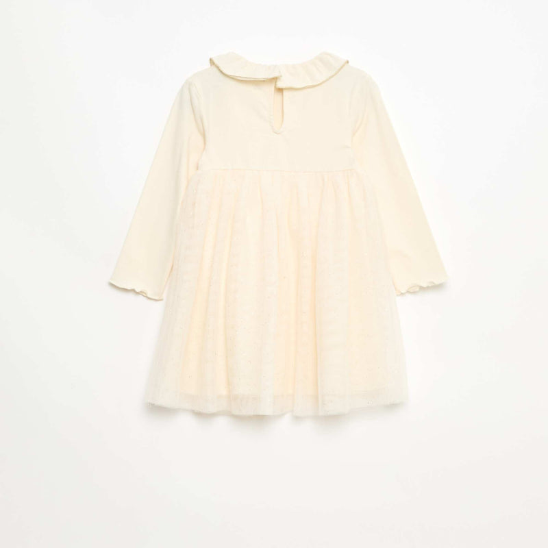 Robe bi-matière avec tulle pailleté