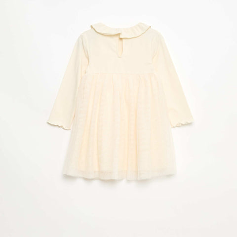 Robe bi-matière avec tulle pailleté