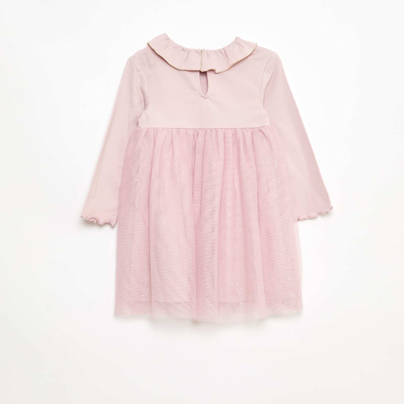Robe bi-matière avec tulle pailleté
