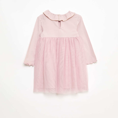 Robe bi-matière avec tulle pailleté