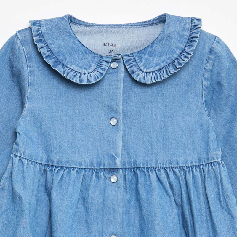 Robe évasée en denim avec col claudine