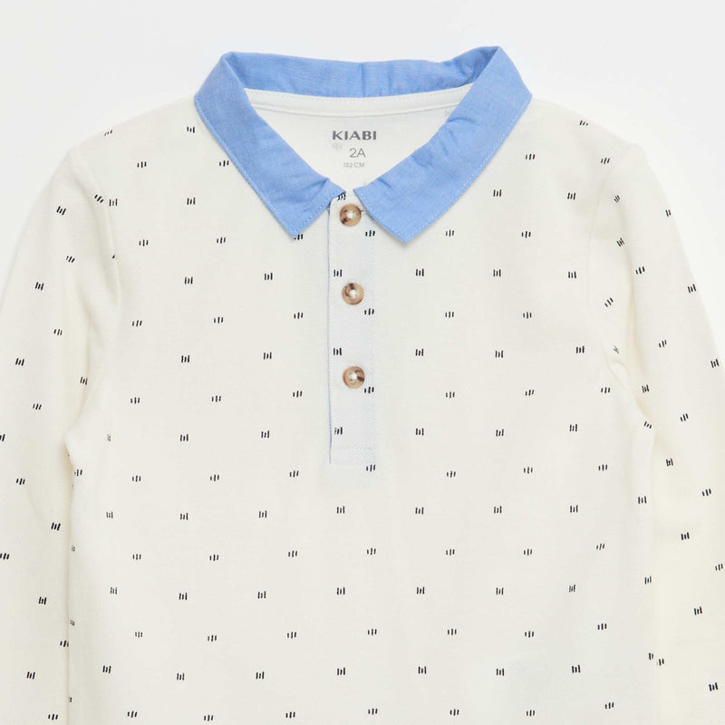 Polo manches longues effet 2-en-1
