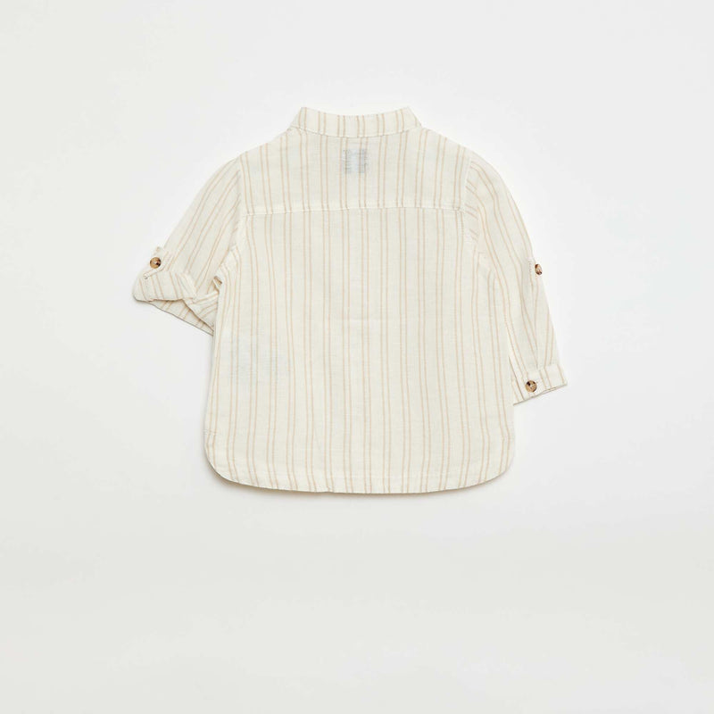 Chemise rayée en lin mélangé