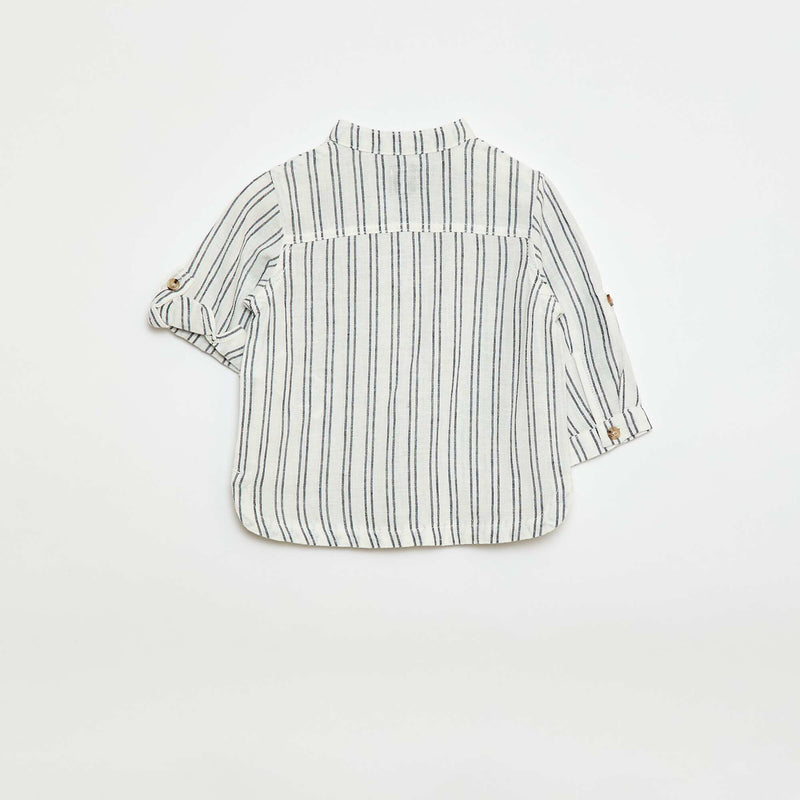 Chemise rayée en lin mélangé