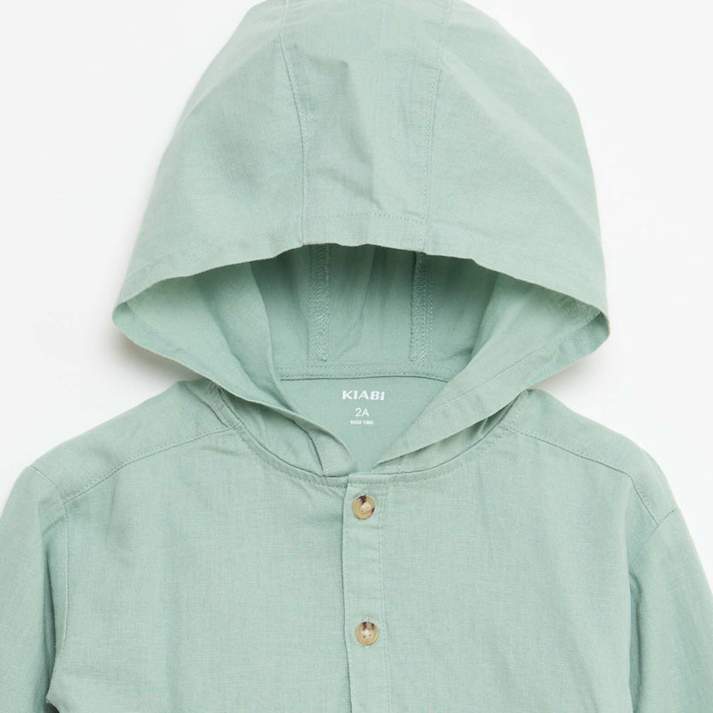 Chemise à capuche en lin mélangé