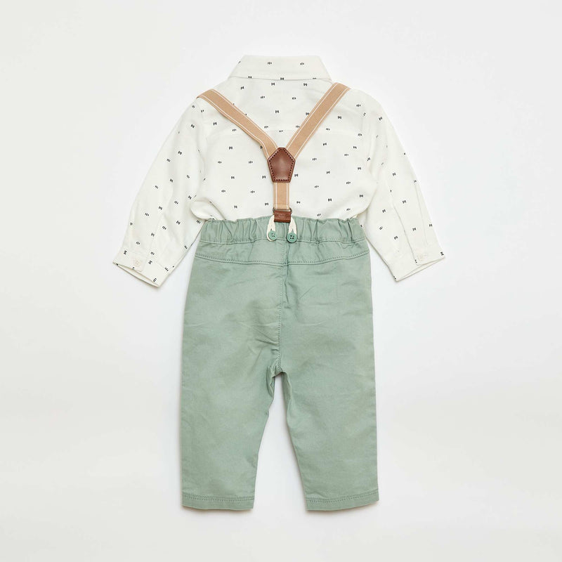 Ensemble chemise + pantalon à bretelles - 2 pièces