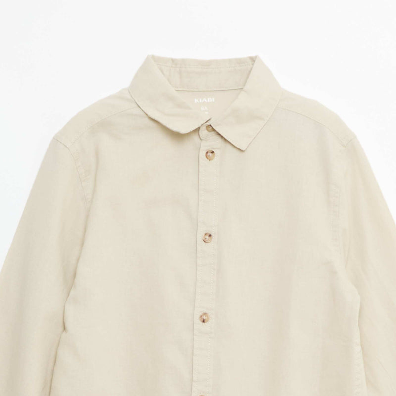 Chemise regular rayée en coton et lin