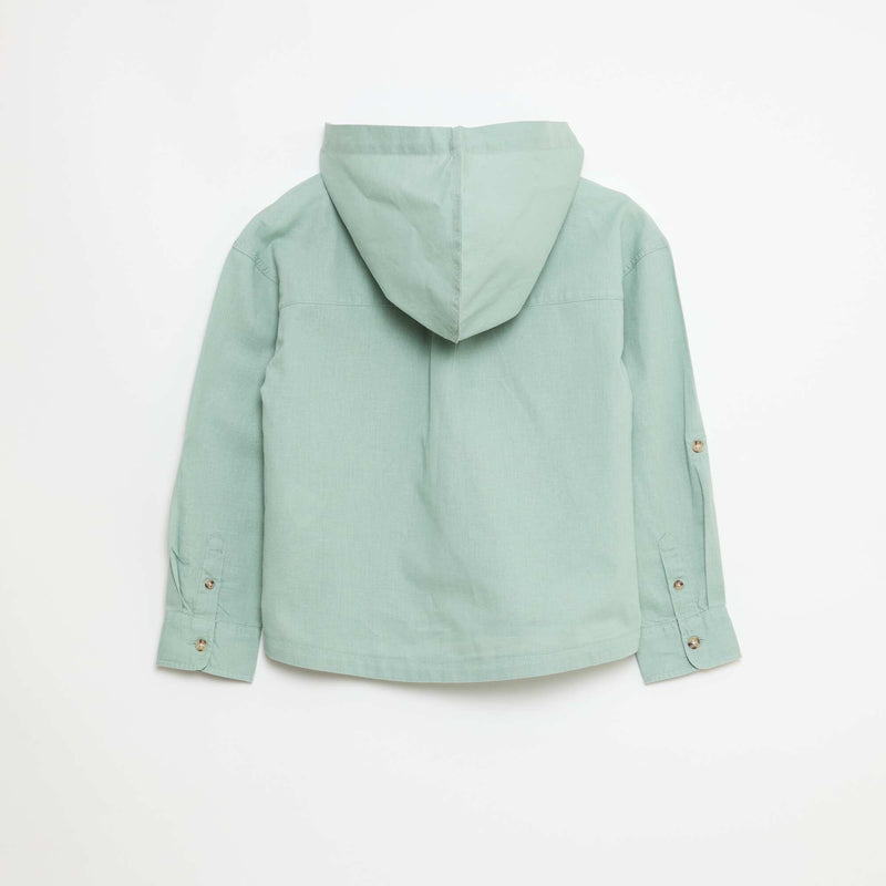 Chemise à capuche en coton et lin uni