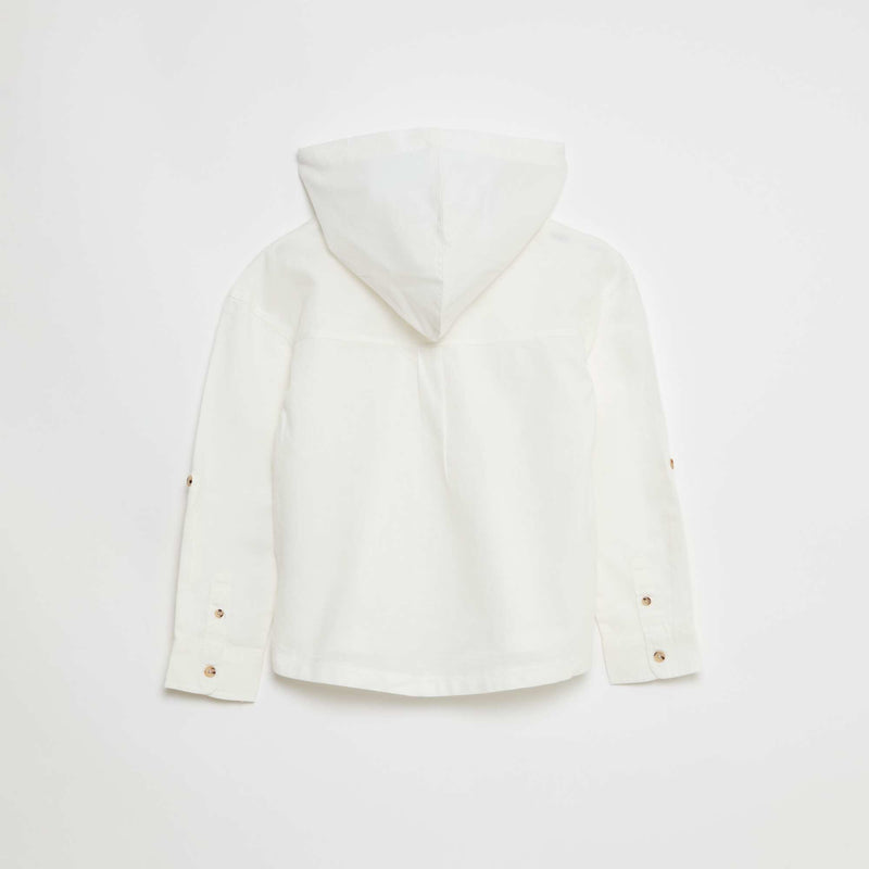 Chemise à capuche en coton et lin uni