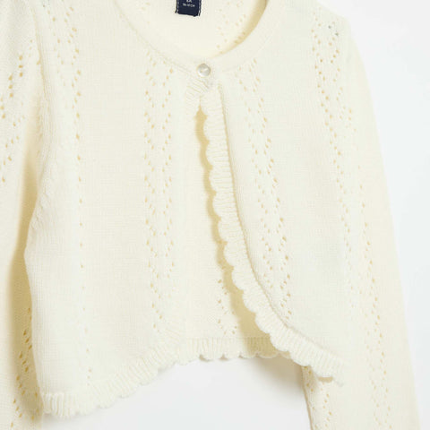 Gilet bolero en maille fantaisie coton unie