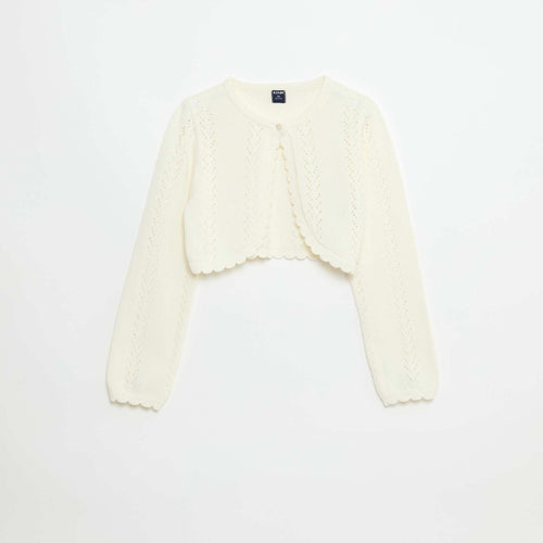 Gilet bolero en maille fantaisie coton unie