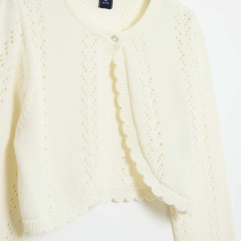 Gilet bolero en maille fantaisie coton unie