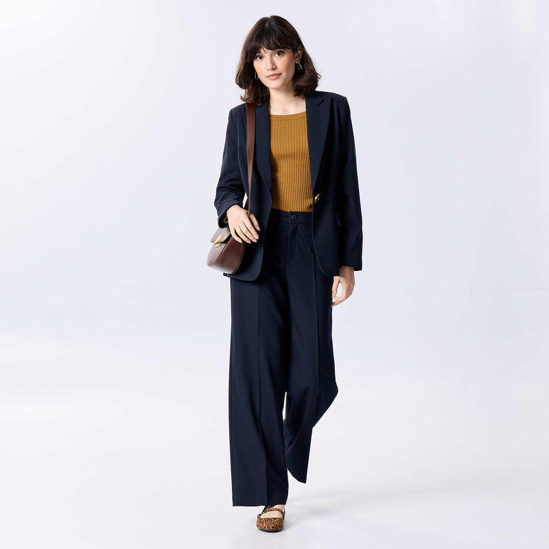 Pantalon large à taille haute pour femme – Bleu – Kiabi Maroc