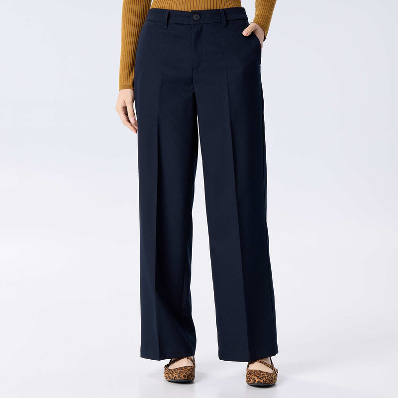 Pantalon large à taille haute pour femme – Bleu – Kiabi Maroc