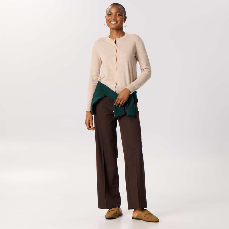 Pantalon large à taille haute pour femme – Marron – Kiabi Maroc