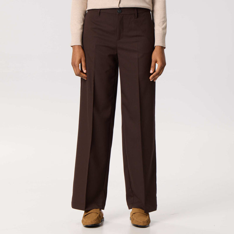 Pantalon large à taille haute pour femme – Marron – Kiabi Maroc