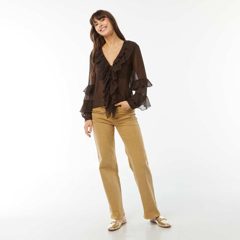 Blouse manches longues volantée
