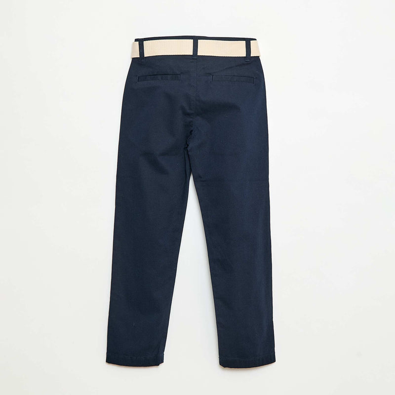 Pantalon chino en twill avec ceinture - 2 pièces