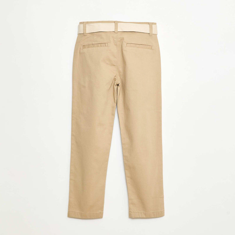 Pantalon chino en twill avec ceinture - 2 pièces