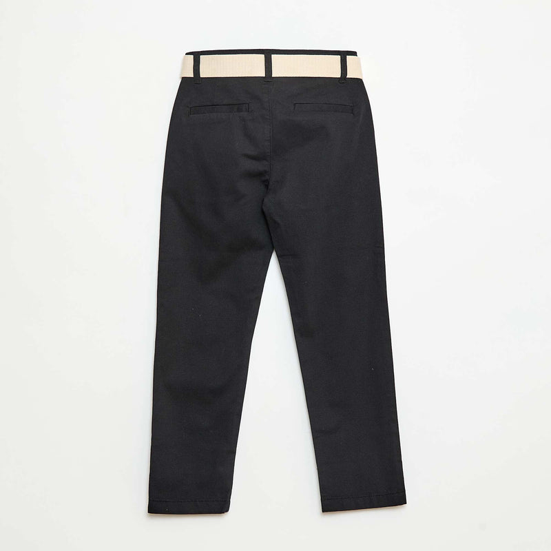 Pantalon chino en twill avec ceinture - 2 pièces