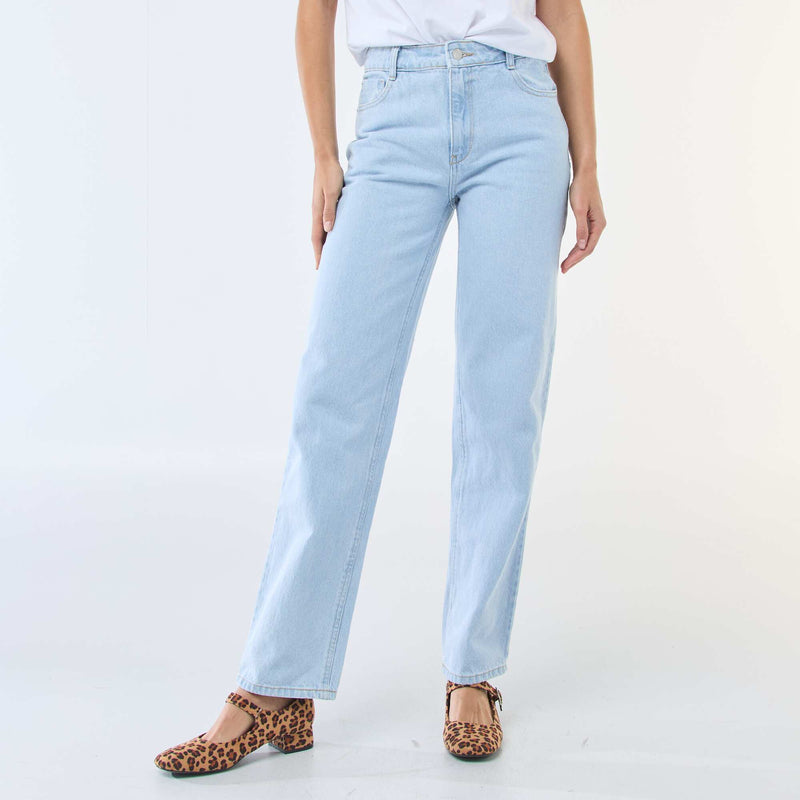 Jean straight denim en coton