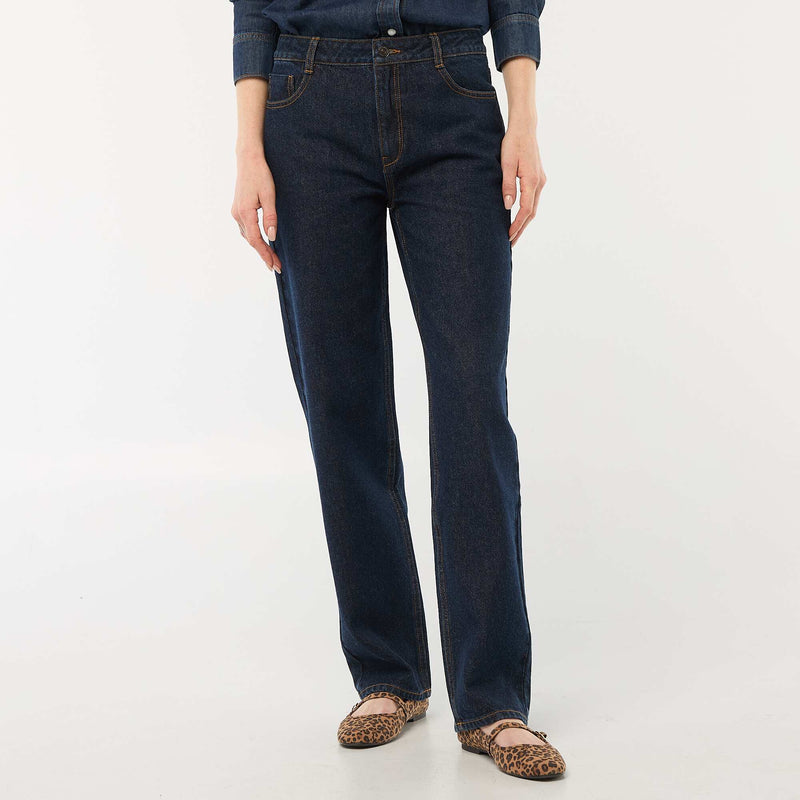 Jean straight denim en coton