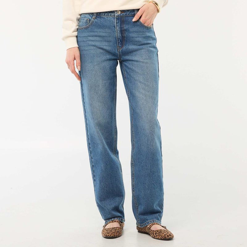 Jean straight denim en coton