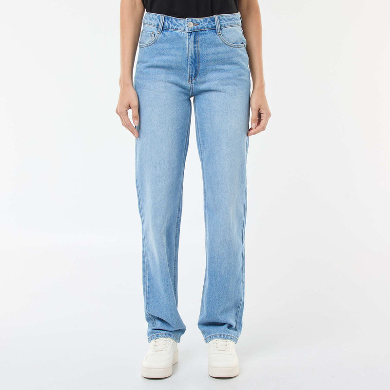 Jean straight denim en coton