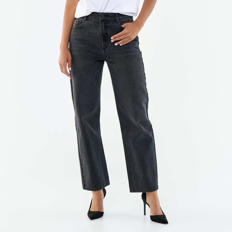 Jean straight denim en coton