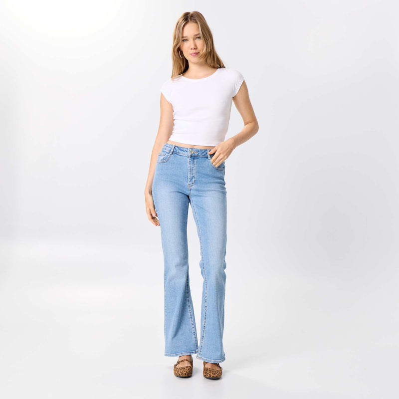 Jean coupe flare/bootcut à taille haute – Bleu – Kiabi Maroc