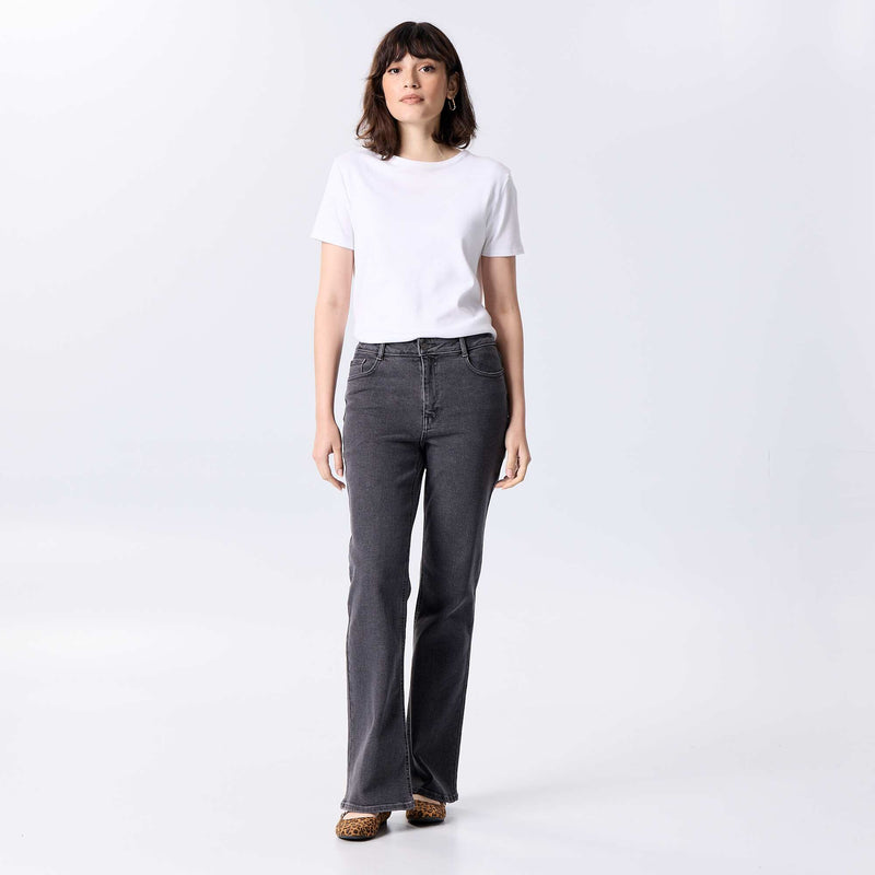 Jean coupe flare/bootcut à taille haute – Gris – Kiabi Maroc