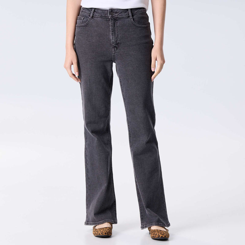 Jean coupe flare/bootcut à taille haute – Gris – Kiabi Maroc