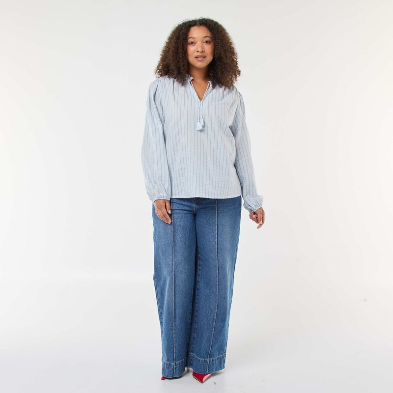 Blouse fluide fines rayures
