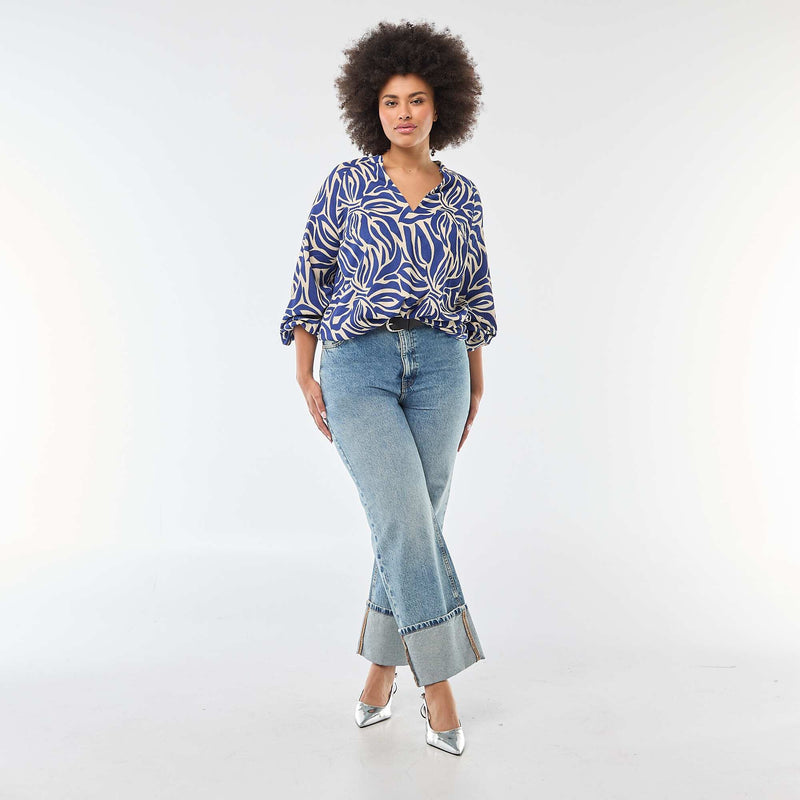 Blouse à col V avec motif allover