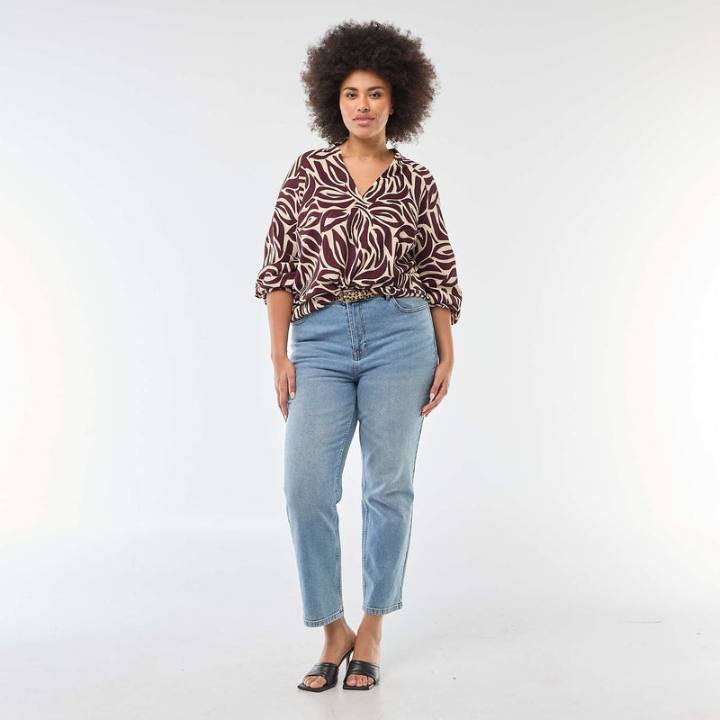 Blouse à col V avec motif allover