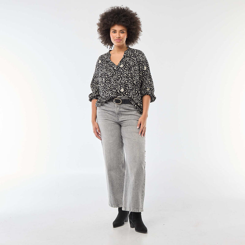 Blouse à col V avec motif allover