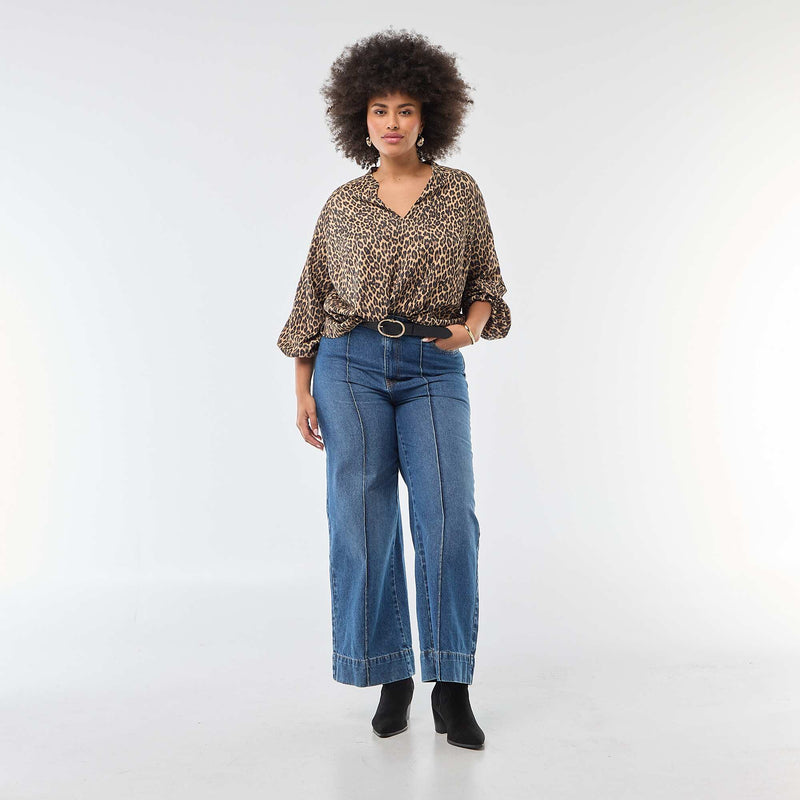Blouse à col V avec motif allover