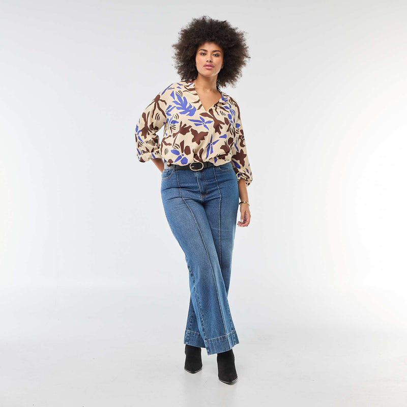 Blouse à col V avec motif allover