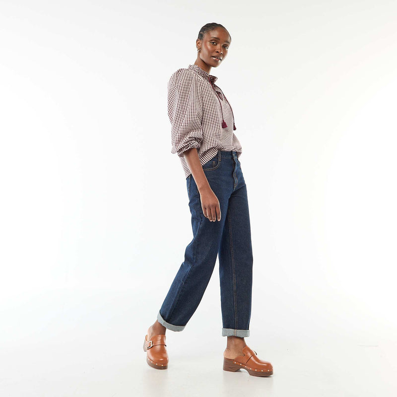Blouse manches longues à carreaux